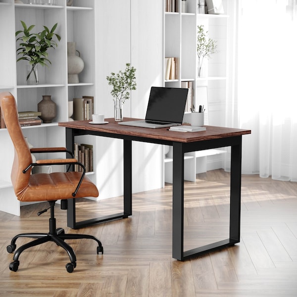Flash Furniture Redmond 48x24 Conf Tbl w/1in. Thick Dbl Sided Laminate Tbl Top w/PVC and U-Frame Steel Bse, Walnut MT-M4824-WLT-UBF-GG - main